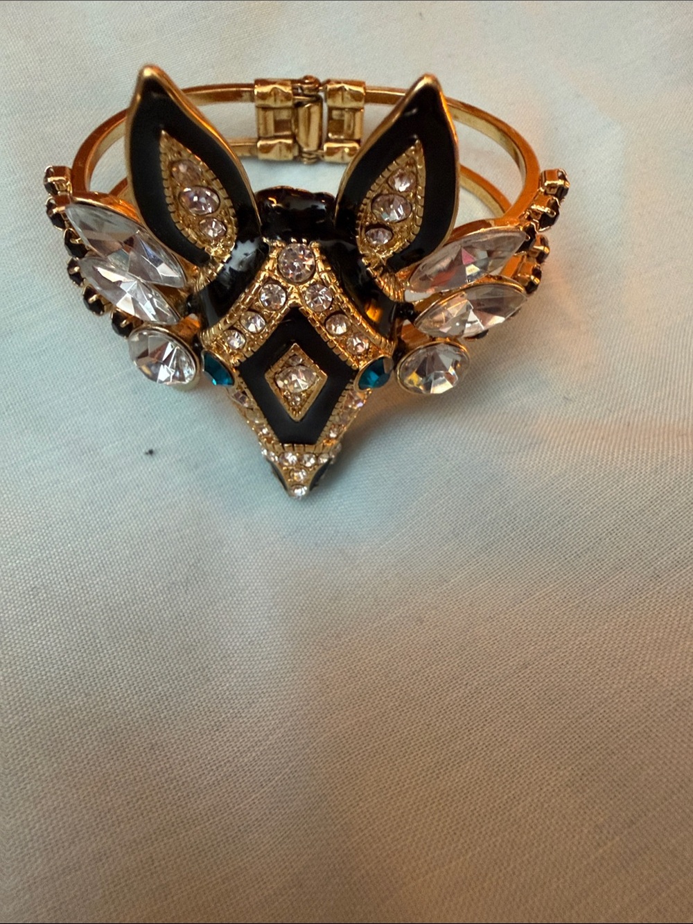 Gold & Black Crystal Fox Bracelet
